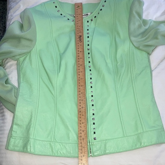 Nygard Collection Petites mint green Leather Jacket with Silver toned Studs - Picture 14 of 16